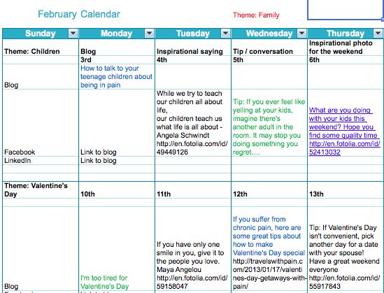 Sample Editorial Calendar