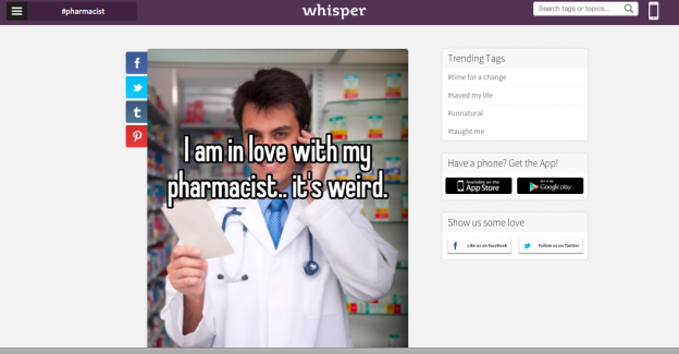 Whisper: "I am in love with my pharmacist. It's weird."